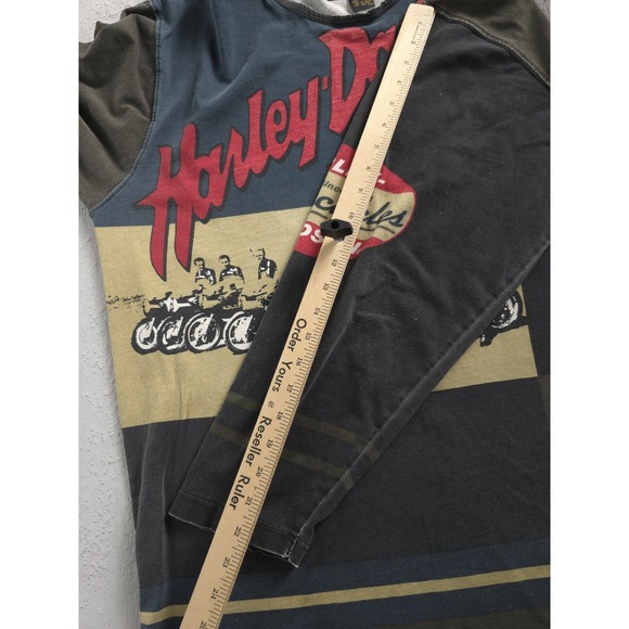 Vintage 2000s Y2K Harley-Davidson Motorcycles AOP Long Sleeve T-shirt L Biker - Picture 10 of 11